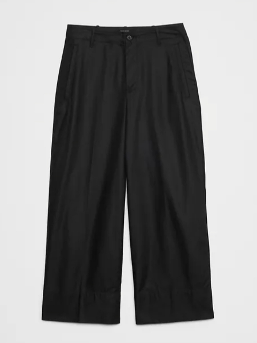 NWT Banana Republic Wide Leg Cropped High Rise Pants Black Cotton & Lyocell 12 - Picture 3 of 10